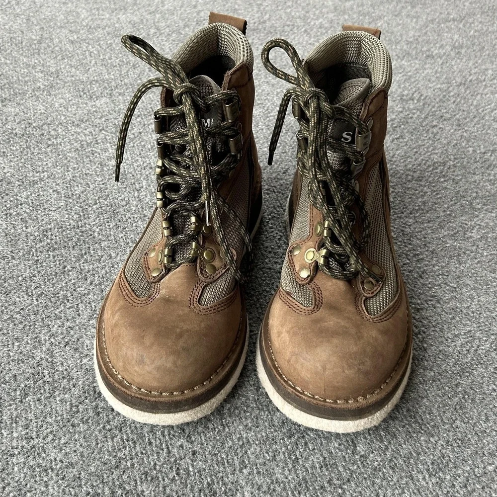 Simms Wading‎ Boots Mens 6 Brown Nubuck Mesh Felt Sole Non Slip Fishing